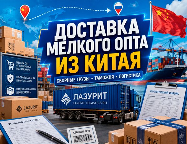 Доставка мелкого опта из Китая в Россию сборными грузами с компанией «ЛАЗУРИТ»