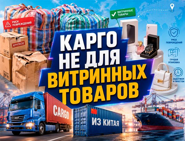 Карго-перевозка витринных товаров из Китая в полосатых баулах с риском повреждения упаковки