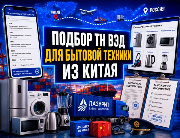 Подбор кода ТН ВЭД для бытовой техники из Китая — таможенное оформление и доставка компанией «ЛАЗУРИТ»