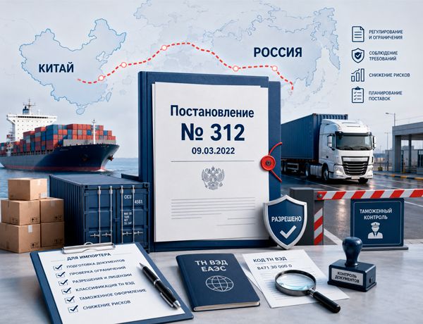 Постановление Правительства РФ № 312 от 09.03.2022, импорт из Китая, таможенный контроль и логистика