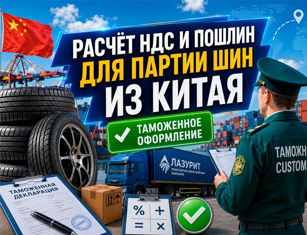 Расчёт НДС и таможенных пошлин для партии автомобильных шин из Китая