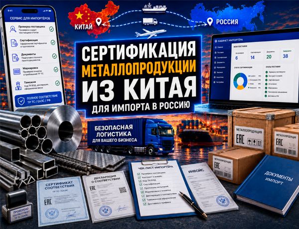Сертификация металлопродукции при импорте из Китая в Россию с доставкой и таможенным оформлением