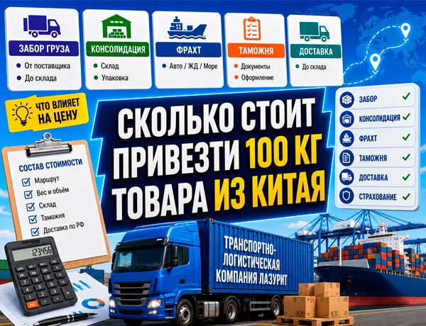 Сколько стоит привезти 100 кг товара из Китая — этапы доставки и расчёт стоимости компанией «ЛАЗУРИТ»