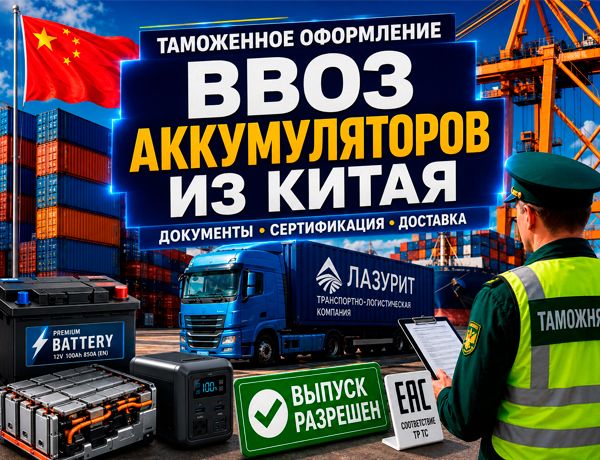 Таможенное оформление и ввоз аккумуляторов из Китая с транспортно-логистической компанией «ЛАЗУРИТ»