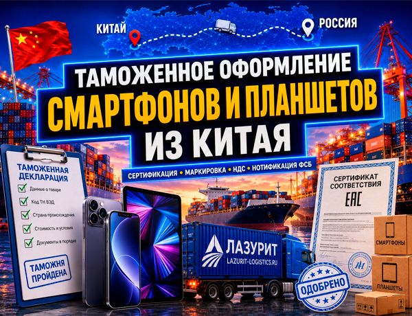 Таможенное оформление смартфонов и планшетов из Китая компанией «ЛАЗУРИТ»