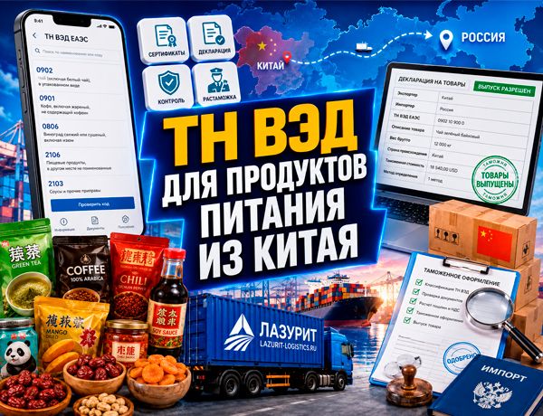 ТН ВЭД для продуктов питания из Китая — подбор кодов, сертификация, доставка и таможенное оформление с компанией «ЛАЗУРИТ»