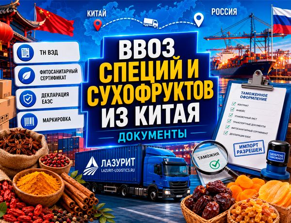 Ввоз специй и сухофруктов из Китая — документы, фитосанитарный контроль и таможенное оформление с компанией «ЛАЗУРИТ»