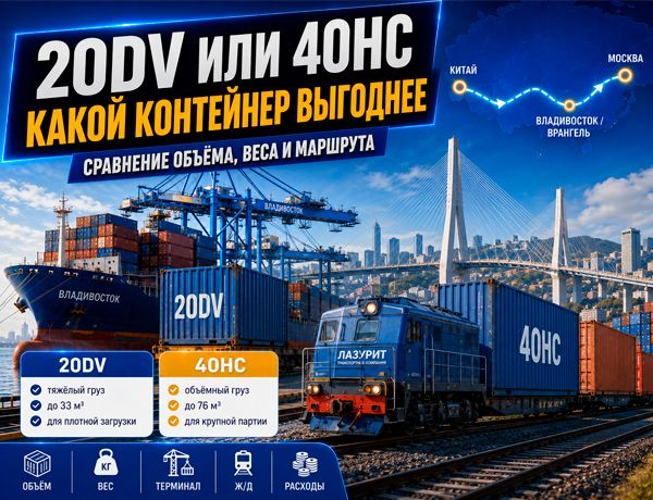 20DV или 40HC — сравнение контейнеров для доставки из Китая через Владивосток и терминал Врангель