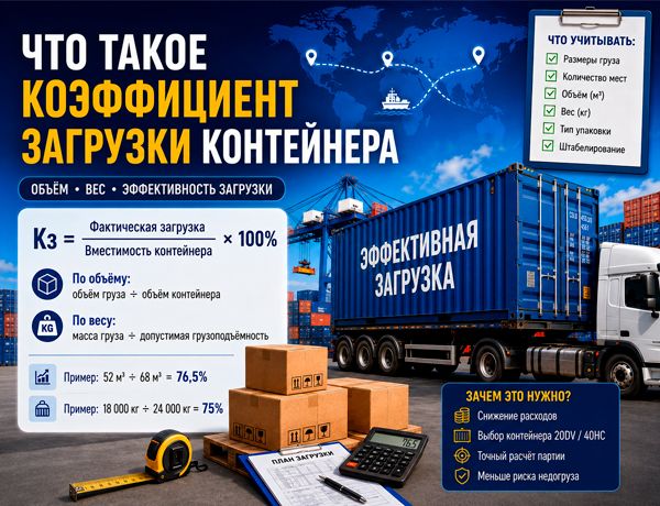 Коэффициент загрузки контейнера — расчёт по объёму и весу груза