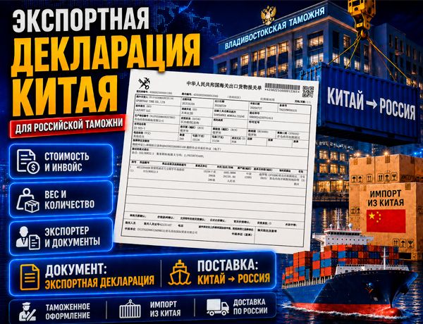Экспортная декларация Китая для российской таможни при импорте товаров из КНР