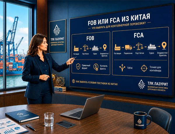 FOB или FCA для контейнерной перевозки из Китая — сравнение условий поставки с ЛАЗУРИТ