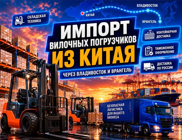 Импорт вилочных погрузчиков из Китая через Владивосток и Врангель — доставка ЛАЗУРИТ