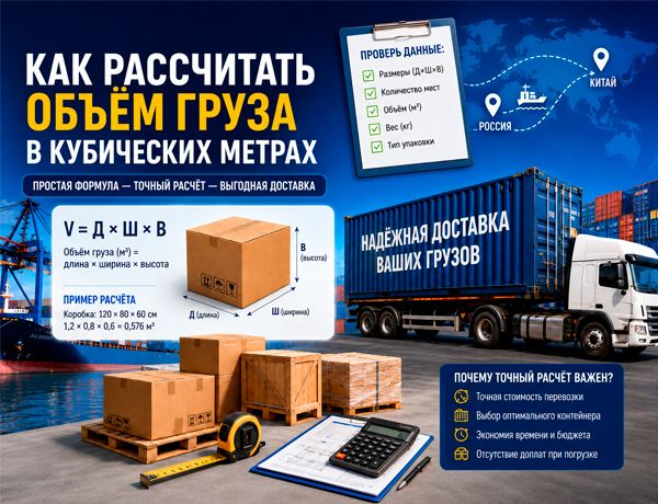 Как рассчитать объём груза в кубических метрах для перевозки