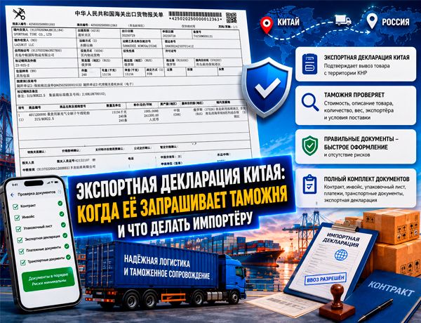 Экспортная декларация Китая и проверка документов российской таможней при импорте товаров