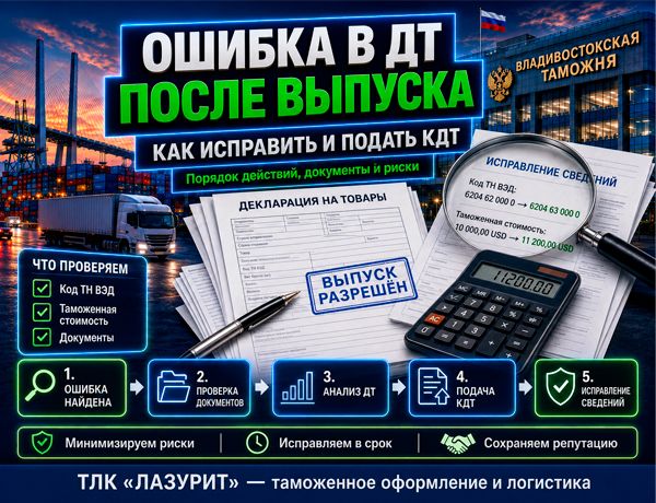 Ошибка в декларации на товары после выпуска — исправление ДТ и подача КДТ при таможенном оформлении