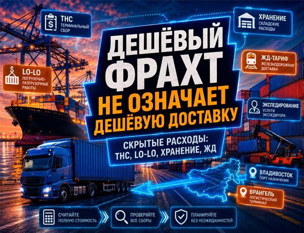 Почему дешёвый фрахт не означает дешёвую доставку из Китая через Владивосток и Врангель — скрытые расходы на THC, LO-LO, хранение и ЖД