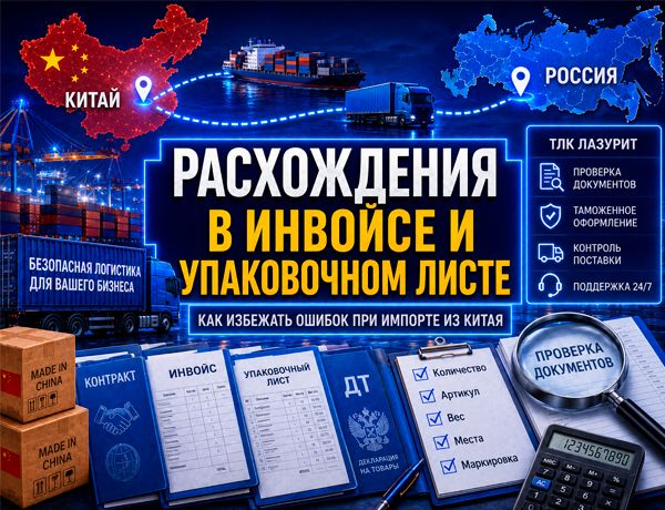 Расхождения в инвойсе и упаковочном листе при импорте товаров из Китая — проверка документов компанией «ЛАЗУРИТ»