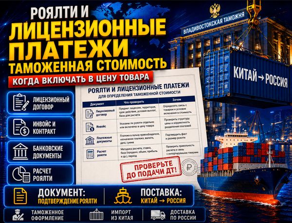Роялти и лицензионные платежи в таможенной стоимости при импорте из Китая