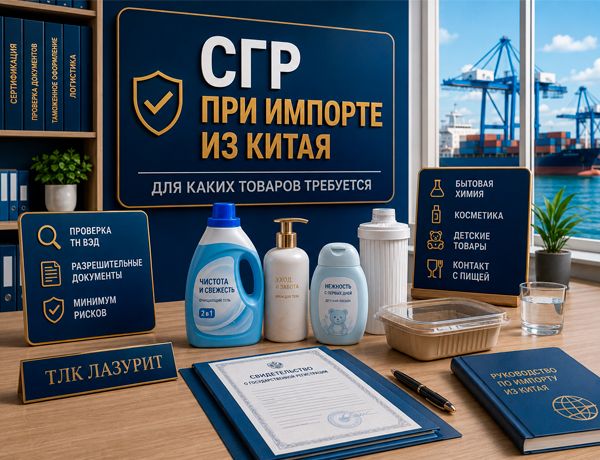 СГР при импорте из Китая для бытовой химии, косметики, детских товаров и продукции, контактирующей с пищей