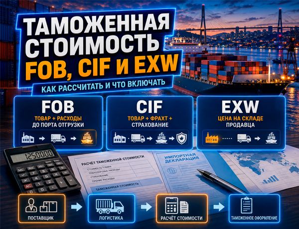Таможенная стоимость FOB, CIF и EXW при импорте из Китая — расчет расходов, фрахта, страхования и таможенного оформления