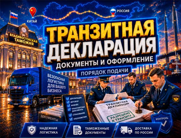 Транзитная декларация для таможенного транзита импортного груза из Китая через Владивосток — оформление документов ТЛК «ЛАЗУРИТ»