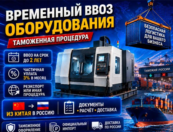 Временный ввоз оборудования из Китая в Россию — таможенное оформление, частичная уплата 3% и реэкспорт