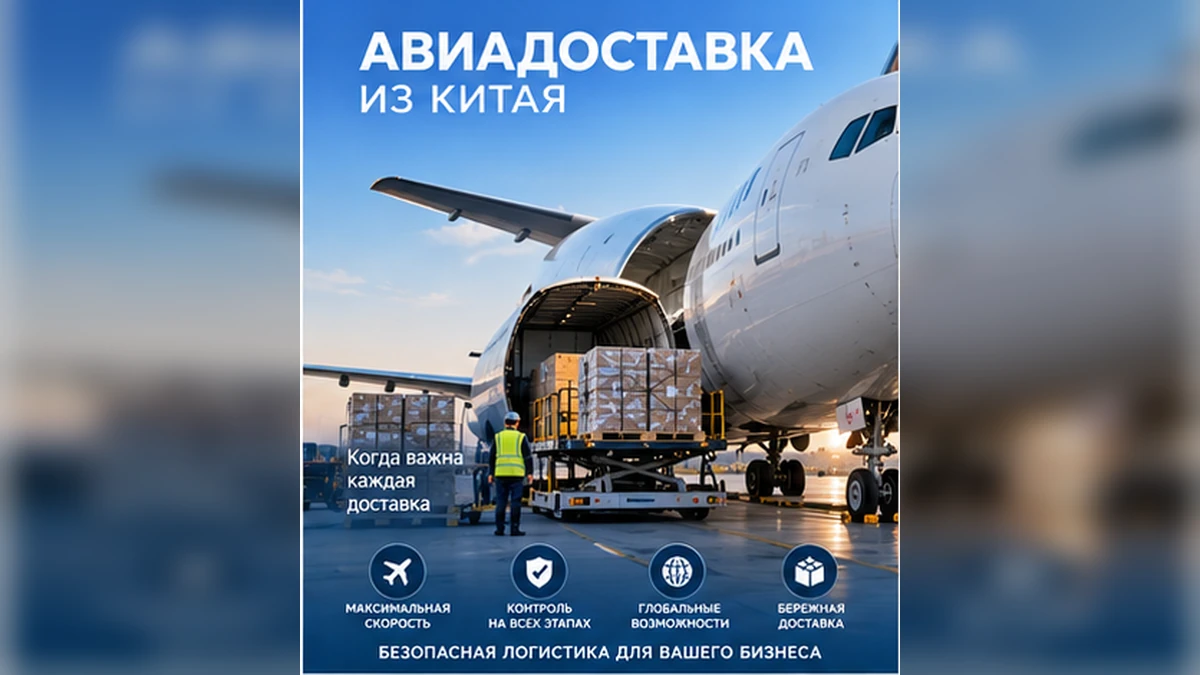 Авиадоставка из Китая: грузовой самолёт и паллетированный коммерческий груз