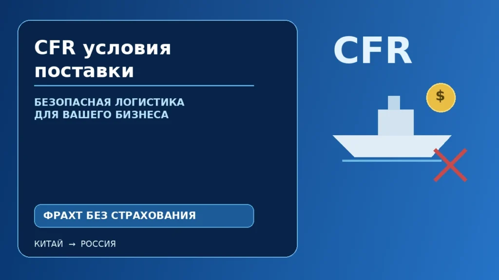 CFR условия поставки Incoterms 2020: продавец оплачивает морской фрахт без обязанности страховать груз