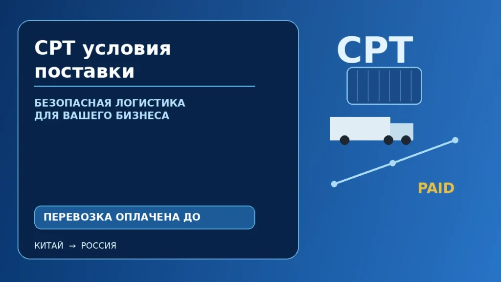 CPT условия поставки Incoterms 2020: перевозка оплачена продавцом до согласованного пункта