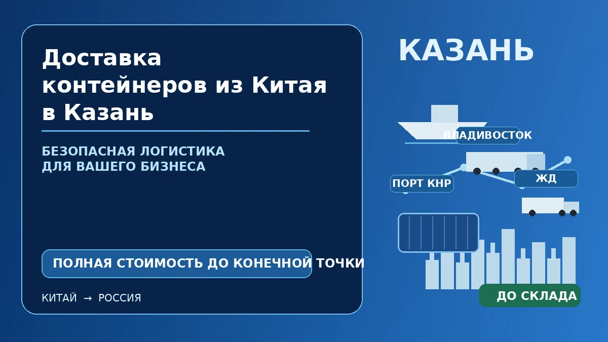 Доставка контейнеров из Китая в Казань с расчётом полной логистической стоимости