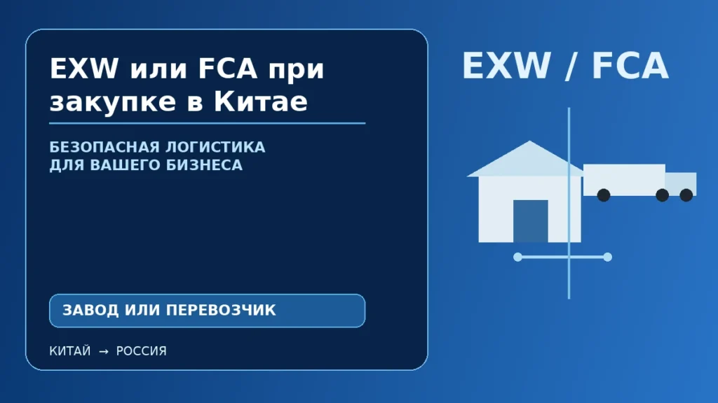 EXW или FCA при закупке в Китае: сравнение точки передачи, экспорта и расходов