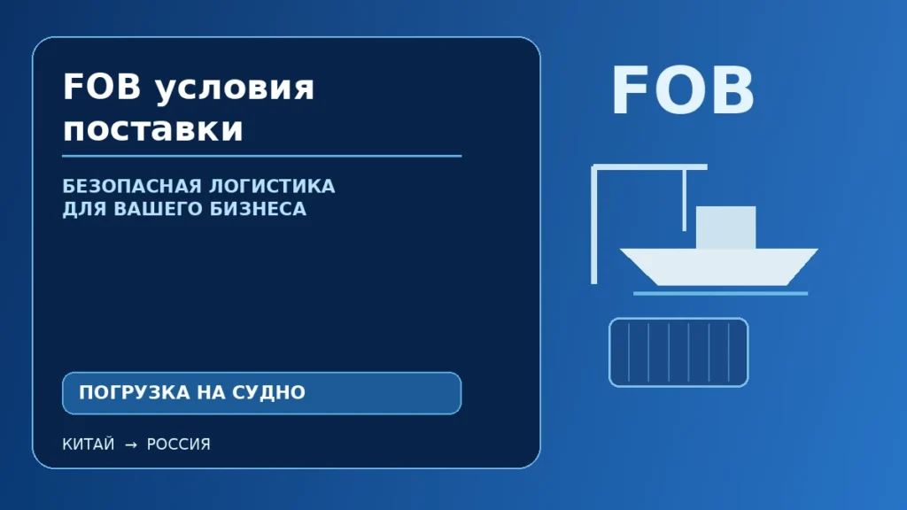 FOB условия поставки Incoterms 2020: погрузка груза на судно в порту Китая
