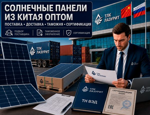 Солнечные панели из Китая оптом — поставка, доставка, таможенное оформление и сертификация ТЛК ЛАЗУРИТ